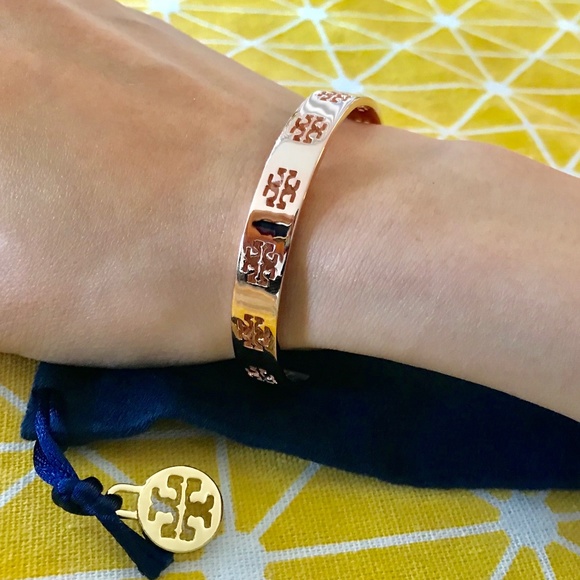 Tory Burch Jewelry - Tory Burch Pierced T Cuff Bracelet Rose Gold NEW!